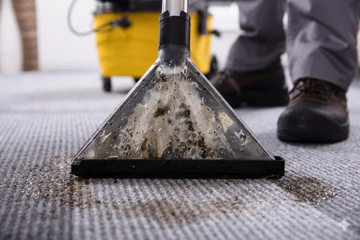 Dirty extraction water from professionally cleaned carpet Malaysia