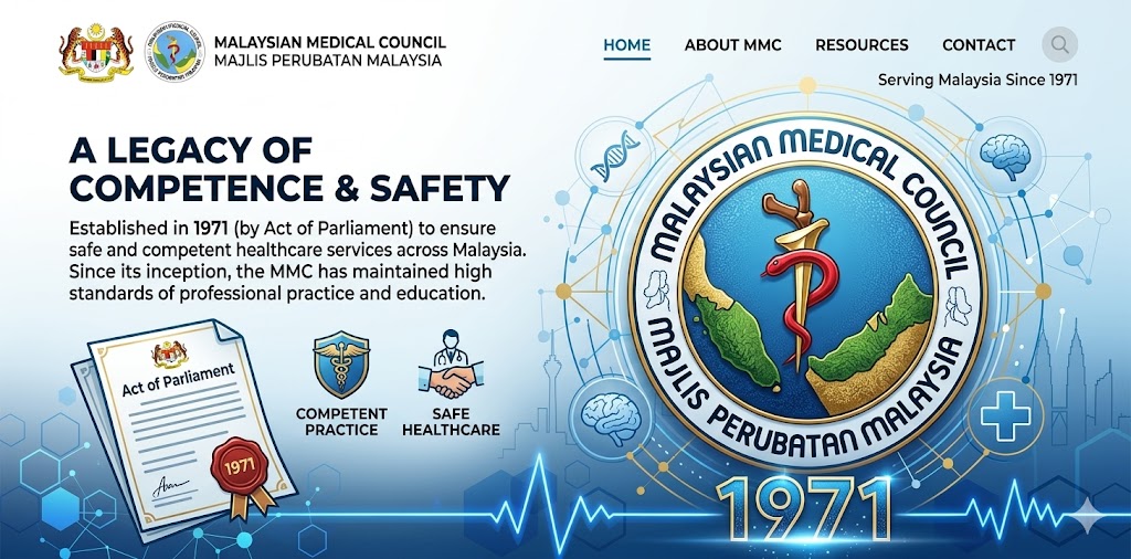 Malaysian Medical Council MMC verification process — Service Pro Healthcare Hub showing legacy of competence since 1971