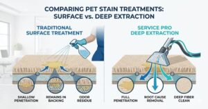 comparison image surface level pet stain treatment vs deep extraction