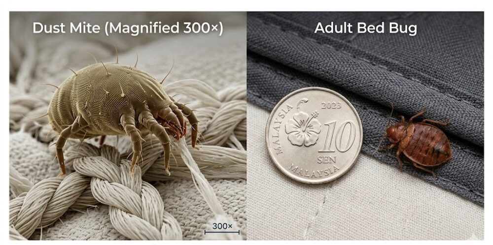 dust mite vs bed bug comparison macro