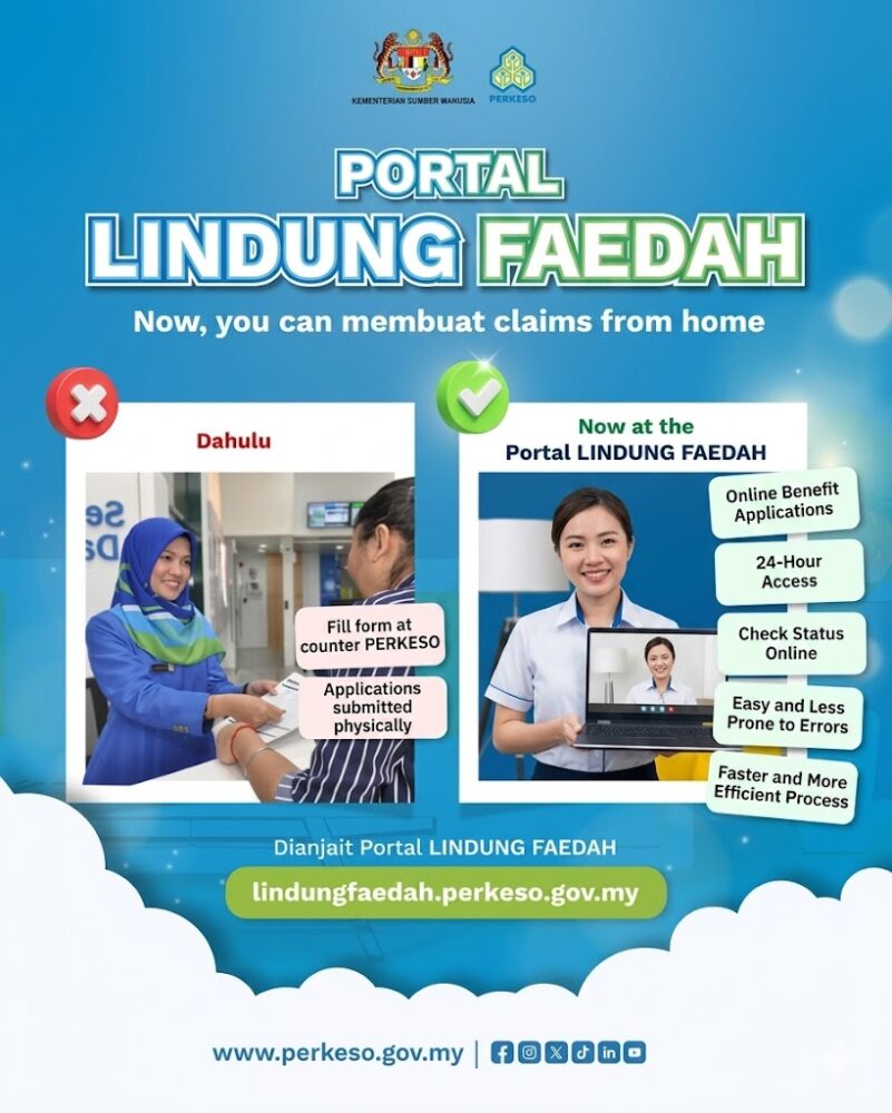 PERKESO Lindung Faedah online portal for Faedah Penyakit Khidmat Physiotherapy claim in Malaysia