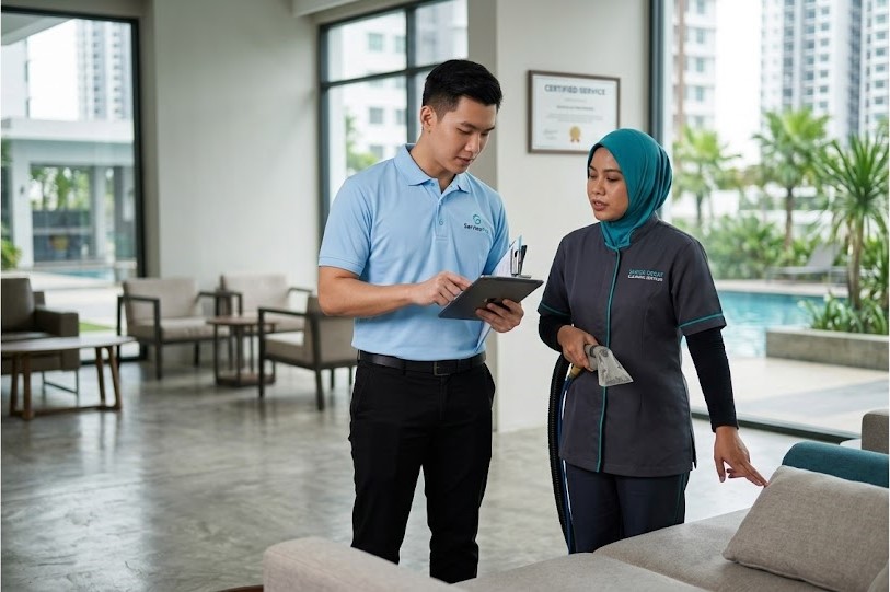 Service Pro verifying exclusive Hygiene Hub partnership with Super Great Cleaning Services — the only Service Pro listed part time maid PJ and Damansara cleaning partner for Klang Valley.