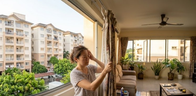a jammed curtain track runner causing a broken curtain mechanism in a selangor residence h
