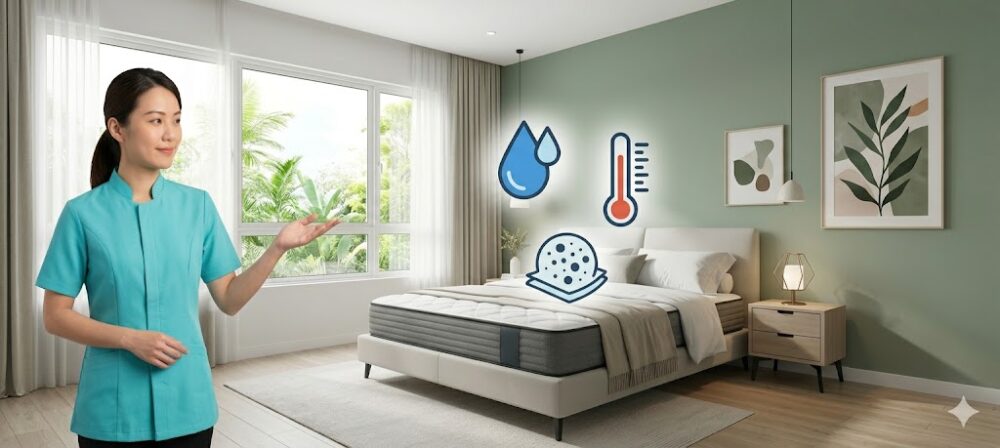 Kepong bedroom showing factors that accelerate mattress dust mite contamination