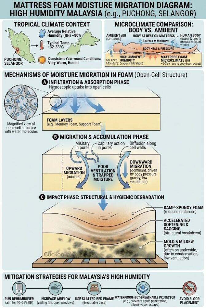 mattress foam moisture migration diagram high humidity Malaysia