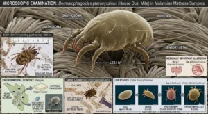 microscopic image of dermatophagoides pteronyssinus house dust mite found in malaysian mattresses