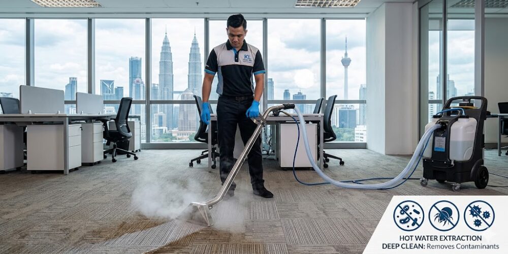 Steam extraction carpet cleaning in a Petaling Jaya Section terrace &mdash; deep contamination removal from synthetic broadloom