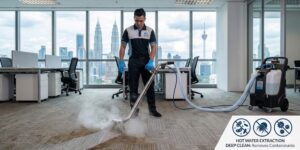 professional hot water extraction deep carpet cleaning in a kuala lumpur office removing bacteria, dust mites, and mould