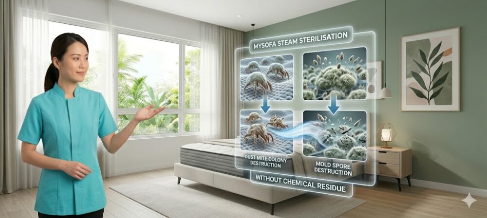 UV sterilisation treatment on mattress by Mysofa Cleaning Services in Kepong