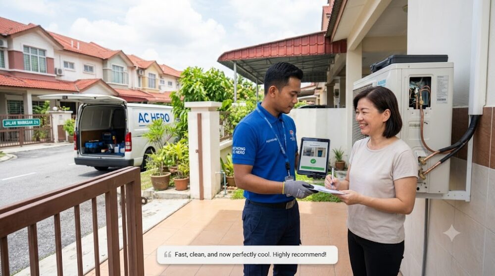 Aircond Service in Puchong - completed result showing quality workmanship, satisfied homeowner