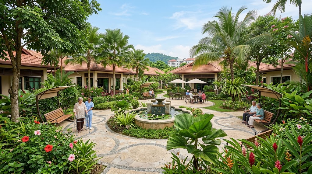 Private rooms designed with large windows connecting residents directly to natural outdoor landscapes.