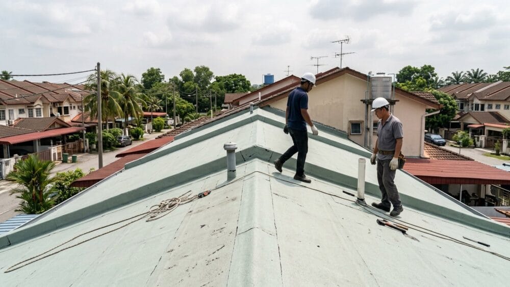 Finished roof waterproofing membrane on a Shah Alam terrace house