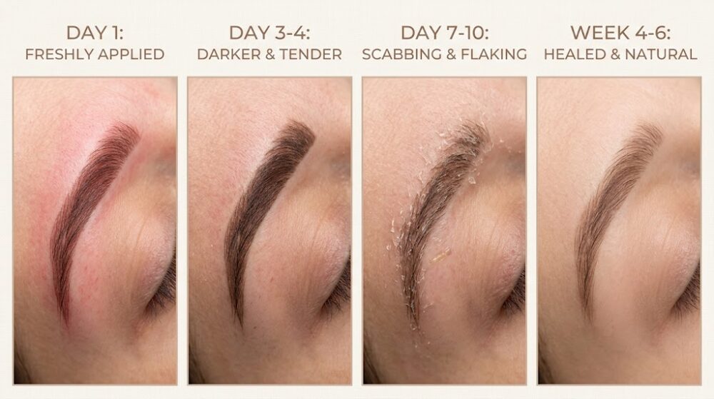 Eyebrow embroidery healing timeline stages