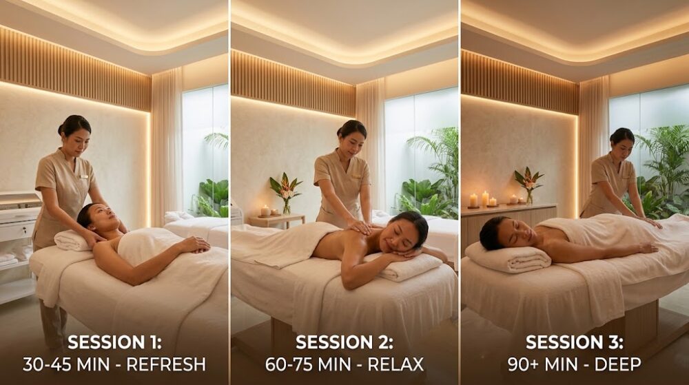 Comparing 60, 90 and 120 minute massage sessions