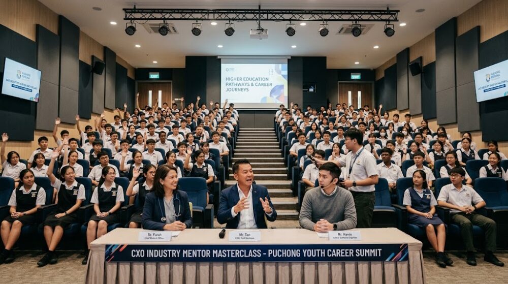 Secondary students attending industry panel discussions and career discovery clinics at Axcel Puchong