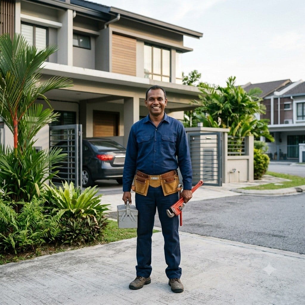 Professional plumbing service in Petaling Jaya β technician arriving at Malaysian home