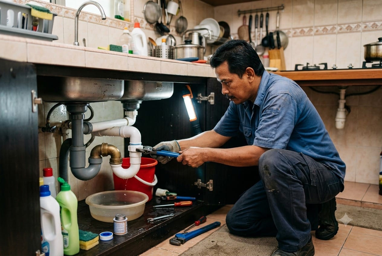 plumbing service in Petaling Jaya β certified technician performing service with professional tools