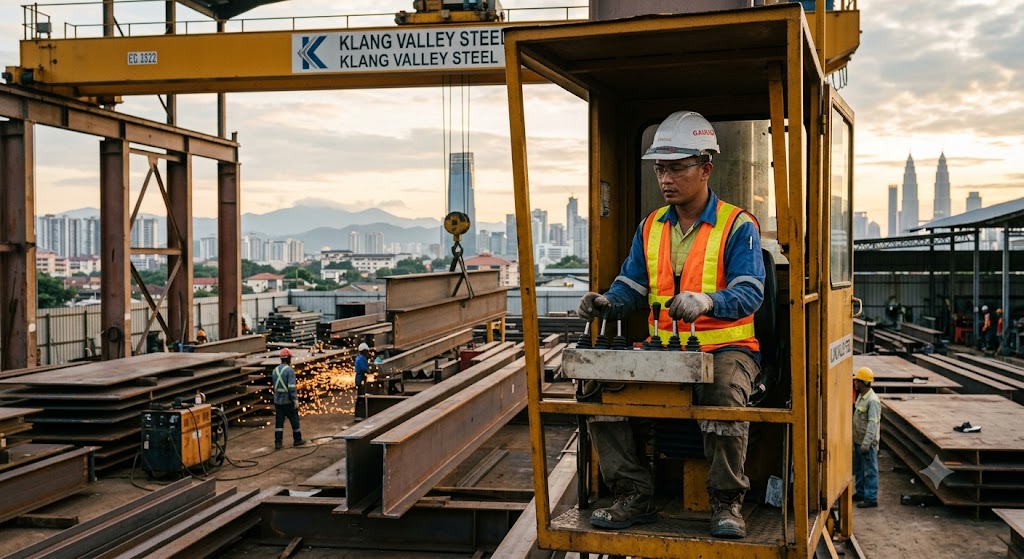 heavy machine operator at a steel fabrication facility in klang valley