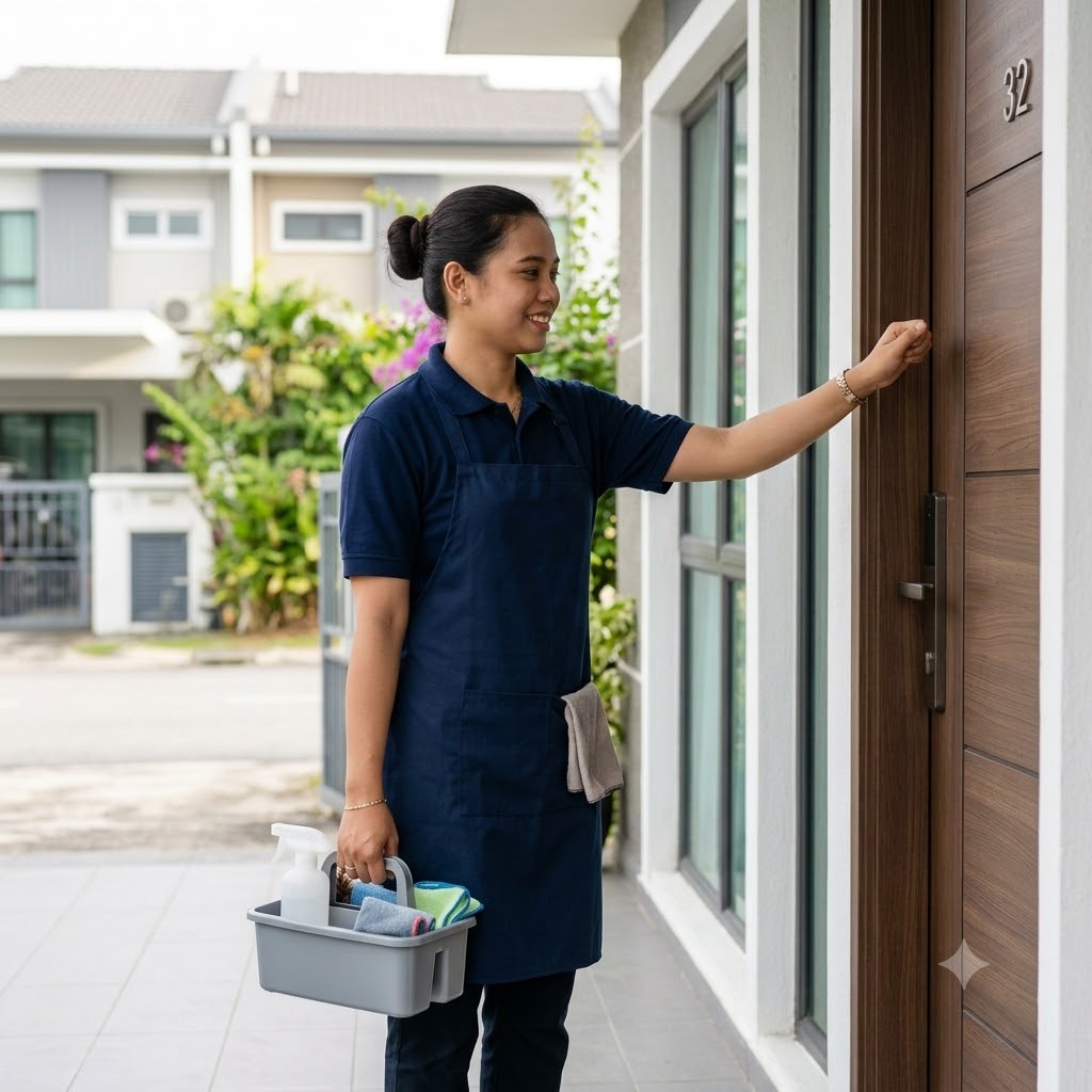 Professional part time maid in selayang — technician arriving at Malaysian home