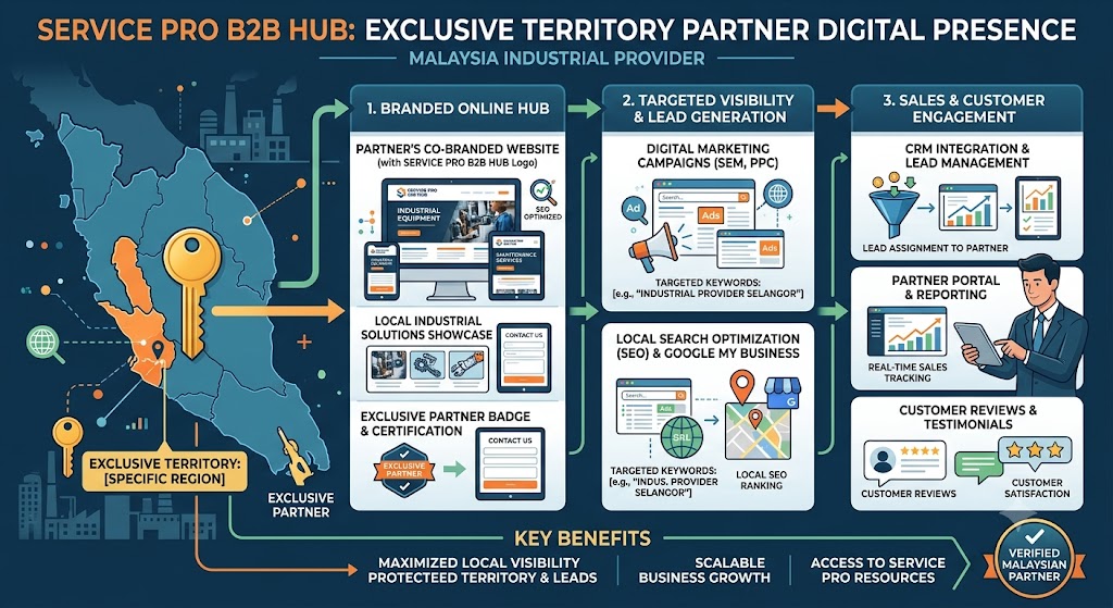 Service Pro B2B Hub exclusive territory partner digital presence schema markup Malaysia industrial provider