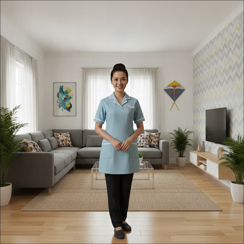 Professional part time maid in kepong — technician arriving at Malaysian home