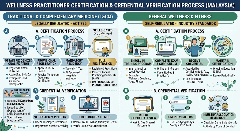 Wellness practitioner certification and credential verification process Malaysia — Service Pro Wellness Hub partner vetting protocol